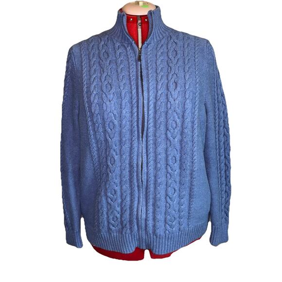 L.L. Bean Women’s Cottage Core Cable Fisherman Knit Womens SZ 1X Full Zip Up - Picture 1 of 10